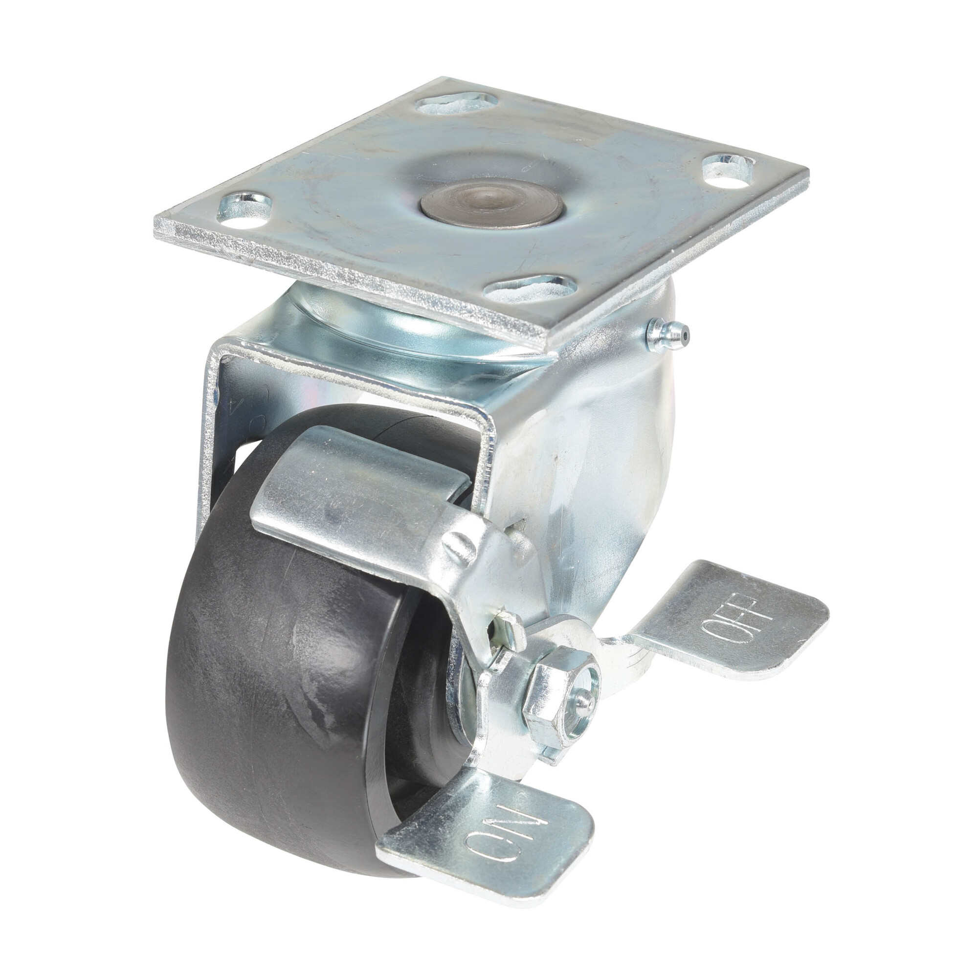 Vestil Glass Filled Nylon Swivel Caster with Brake - 4in. Wheel, Non-Marking, Model# CST-HLD-4X2GFN-SWB